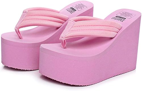 pink platform flip flops