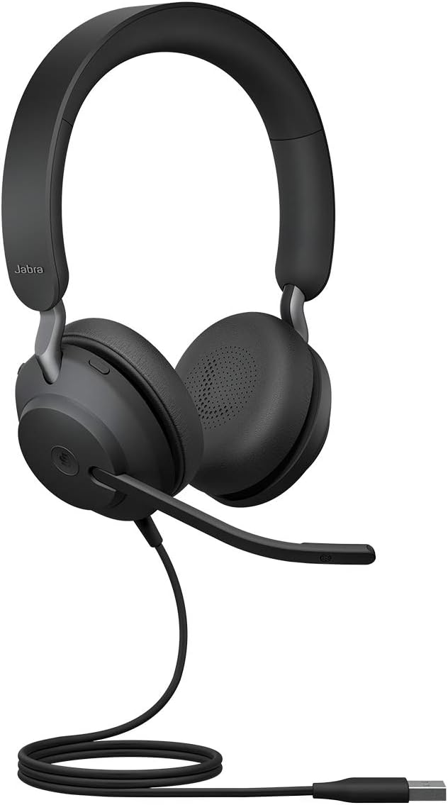 Jabra Evolve2 40 PC Headset, Noise Cancelling Microsoft Teams Certified Stereo Headphones With 3-Microphone Call Technology