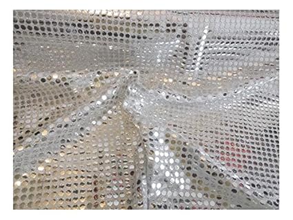 Fabrics-City % SILBER/WEIß HOCHWERTIG PAILETTEN STOFF PAILLETTENSTOFF 6MM STOFFE, 2426