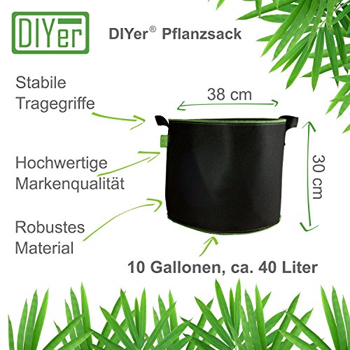 lohag® Premium Vliesstoff-Pflanzsack - 40 Liter, 5er Pack | Perfekt für Kräuter, Blumen, Gemüse & Zimmerpflanzen | Robuste, Wiederverwendbare Pflanzbeutel - Die Gesunde Alternative zum Blumentopf – Bild 2