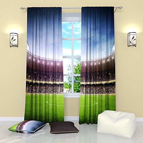 Baseball Curtains for Teens Kids Sports Curtains for Boys Bedroom with Baseball Stadium Print, Rod Pocket Room Darkening Drapes 84 inches, Window Panels Set of 2, Green Curtains for Bedroom Game Room