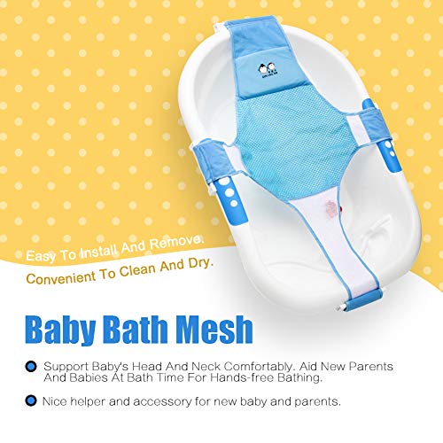 StillCool Newborn Baby Bath Seat Support Net Bathtub Sling Shower Mesh Bathing Cradle Rings for Tub (Bathtub not Included)(Blue) - Thumbnail 2