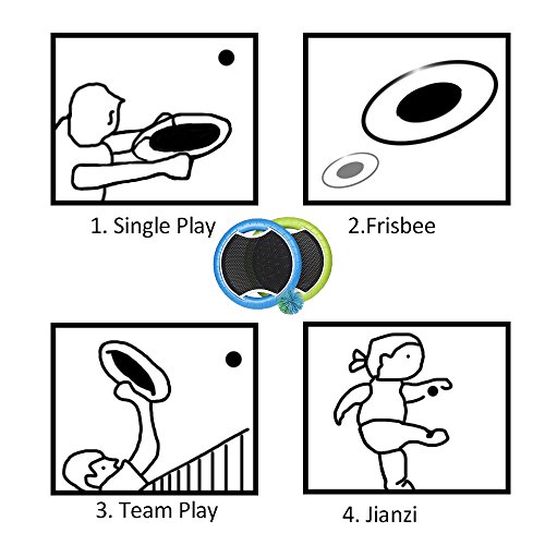 ZUINIUBI Flying Disc Trampoline Paddle & Ball Set Frisbee Disk Game Toss and Catch Bat with Ball Outdoor Sports for Adults Kids - Thumbnail 5