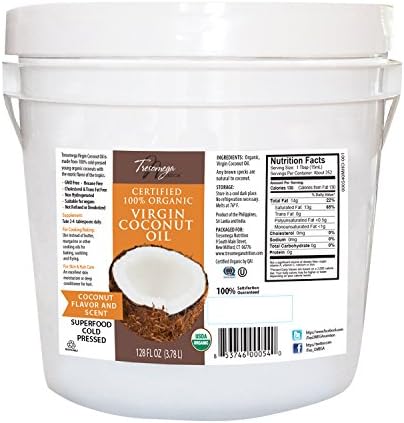 Tresomega Nutrition Organic Virgin Coconut Oil, 128 Ounce