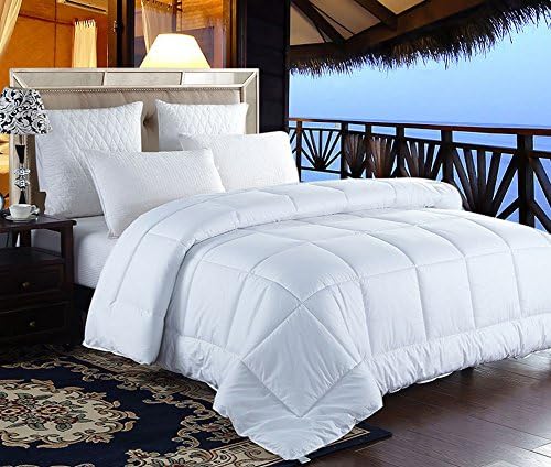 Luxury Hotel Collection Comforter King Size White Down Alternative Quilted Comforter Duvet Insert with Corner Tabs All seasons Hotel Quality Comforter--Hypoallergenic Soft and lightweight by COMHO