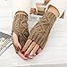 2 Pair Women's Hand Crochet Winter Warm Fingerless Arm Warmers Gloves; One Size; (khaki+navy)