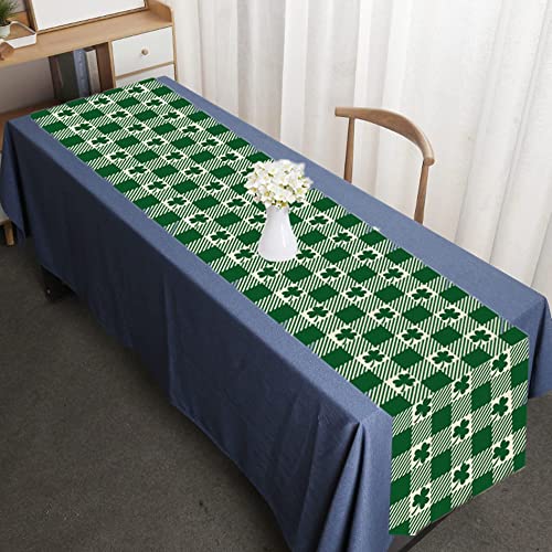 St Particks Day Table Runner 13 inch * 72 inch Green Spring Lucky Charm Shamrock 2023 Rustic Narural Kitchen Dining Table Linen Decoration Party Accessory (Floral)