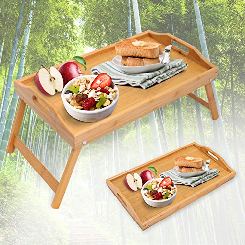 YUHUAWYH Bamboo Bed Tray for Eating Breakfast Trays for Bed Serving