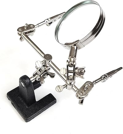 JZK Hands Free Magnifying Glass Crocodile Clip 8x Third Hand Soldering Jewelry