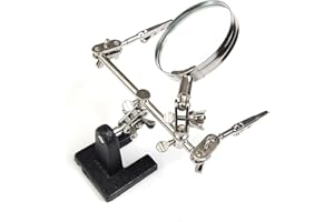 JZK Helping Hands Magnifier with Crocodile Clip + 8X Magnifying Glass Lens, Third Hand for Soldering & Jewellery Making