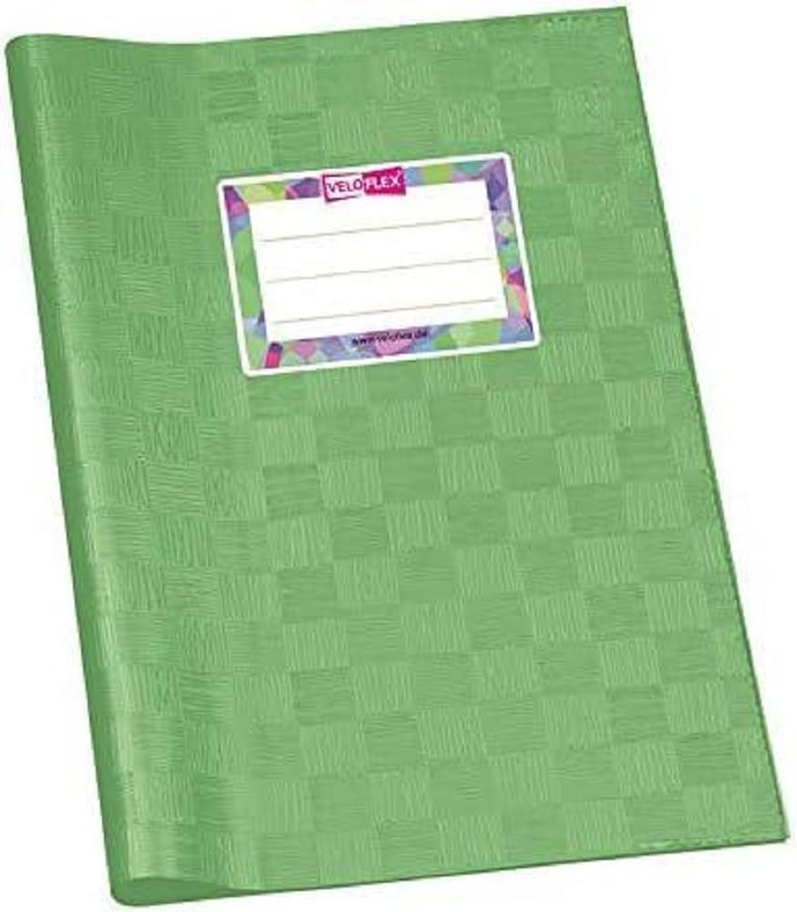 Veloflex 1352141 Notebook Cover DIN A5 Raffia Structure Covered Polypropylene Film with Name Label Light Green Pack of 25