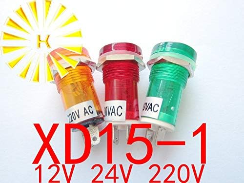 Laliva XD15-1 Signal Lamp Red Green Yellow 12V 24V AC220V 15mm Plastic Indicator Light Power LED Diode PL1604 x 100PCS - (Color: Green DC12V)