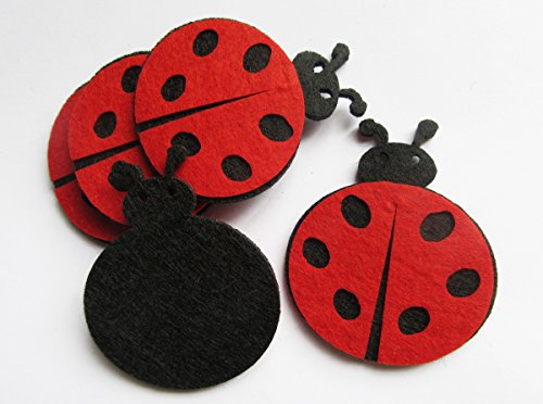YYCRAFT Pack Of 30 Red 2.5" Large Padded Felt Ladybug Embellishment Appliques