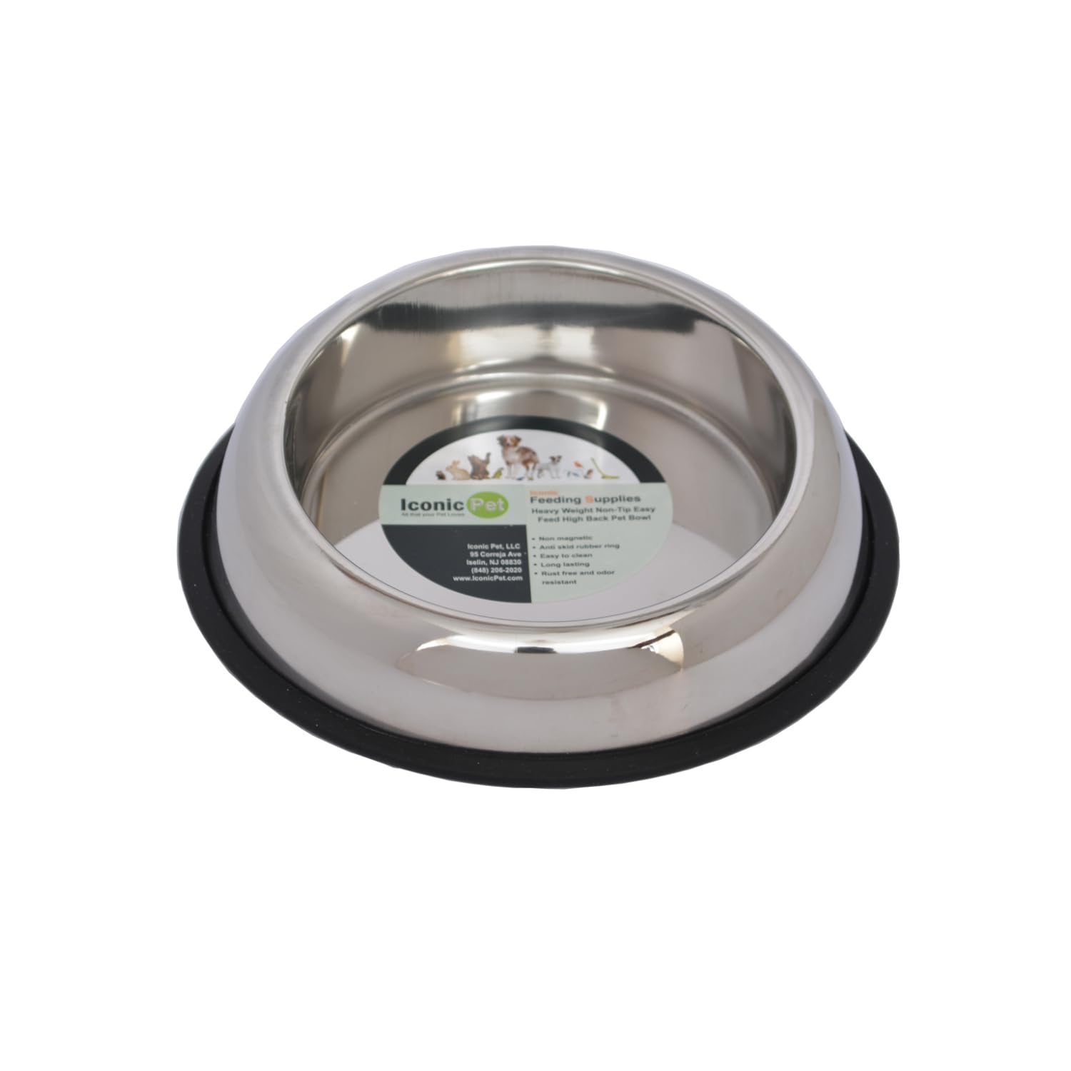 Photo 1 of ICONIC PET 2 Cup/16 Oz Heavy Weight Non-Skid Stainless Steel High Back Pet Food/Water Bowls with Removable Anti Skid Rubber Ring - Dog/Cat Feeding Bowl in Unique Design, Dishwasher Safe