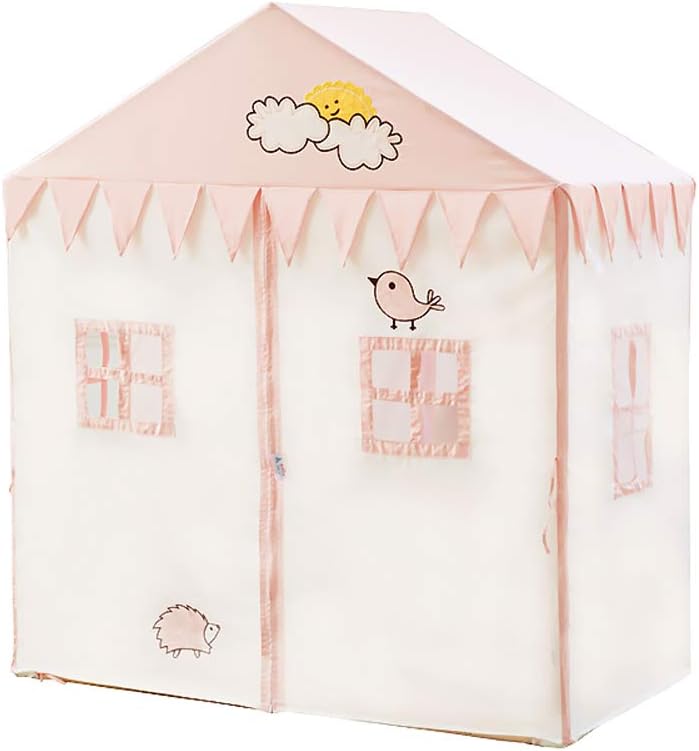 Kibten Creative Double Door Girl Princess Castle Tent Portable Kids Play Tent Household Indoor Boy Toy Game House Large Outdoor Child Teepee with Floor Mat for Children Birthday Present Gift