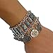 Zealmer Mens Beaded Antique Turkish Boho Coin Jewelry Tribal Ethnic Statement Bracelet Linked