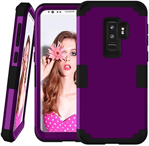 Samsung Galaxy S9 Plus case, Daker Shockproof Hybrid 3 in 1 High Impact Drop-Protection Hard Plastic+Soft Silicon Rubber Armor Impact Defender Full-Body Protective for galaxy S9 Plus 2018 Purple