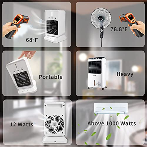 MORIOX Portable Air Conditioner Small Evaporative Cooler Personal Fan with Rechargeable Battery Desktop Portable AC Mini Humidifier Cooling Appliance for Home Room Kitchen Office