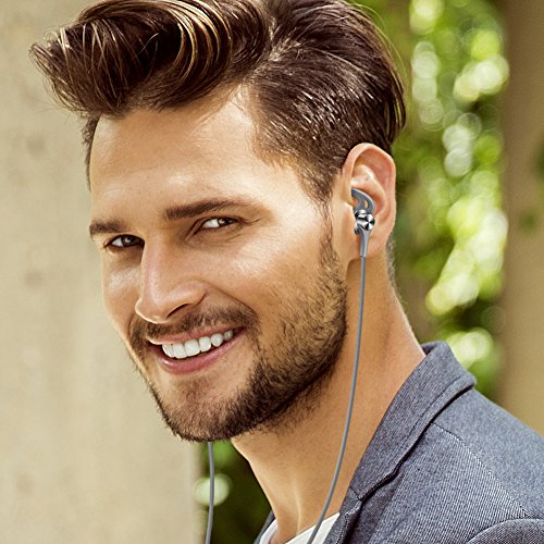 ONTBA SoundSport In-Ear Headphones Sweatproof with Mic Noise Cancellation Earbuds for Apple & Android Devices (Gray)