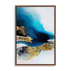 Framed Home Artwork Golden Abstract Art for Living Room Bedroom