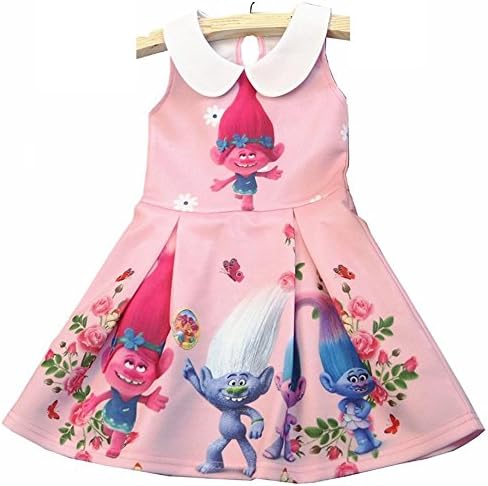 Hitmebox Trolls Little Girls' Belle Printed Dress Princess Cartoon Party Costume