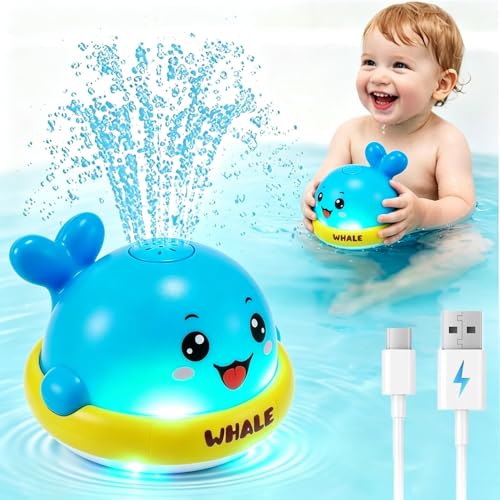 Baby Bath Toys, Baby Bath Toys Whale Sprinkle, Automatic Induction Spray Water Toys, Bath Time Shower Gifts for 1 2 3 Year Old Baby Girls Boys (Blue)