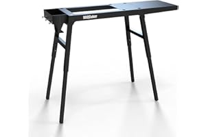 BBQCuker Griddle Stand for Blackstone 17"and 22" Tabletop Griddle, Foldable Grill Table with Adjustable Legs, a Removable Side Shelf, Paper Towel Holder, 3 Tool Hooks and a Spice Box, for RV, Camping