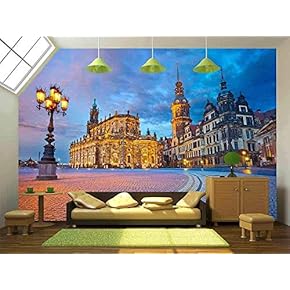 Dresden Image of Dresden, Germany During Twilight Blue Hour - Removable Wall Mural | Self-Adhesive Large Wallpaper - 66x96 inches