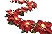Homeseasons LED Lighted Red Poinsettia Garland with Holly Leaves and Red Berries,6 Feet,Perfect Holiday and Christmas Decoration