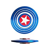 Bukit Cell 3-5 Min Captain American Shield Blue Metal Fidget Spinner High Speed Durable Bearing Titanium Alloy Metal Hand Spinner EDC ADHD Focus Anxiety Stress Reliefspinner +BC Stylus Pen + BC Cloth