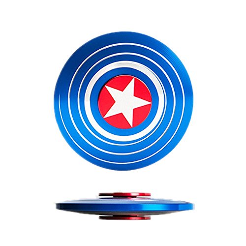 Bukit Cell 3-5 Min Captain American Shield BLUE Metal Fidget Spinner High Speed Durable Bearing Titanium Alloy Metal Hand Spinner EDC ADHD Focus Anxiety Stress Reliefspinner +BC stylus pen + BC cloth