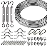 MinLiving Globe String Light Suspension Kit, Ourdoor String Lights Guide Wire Hanging Kit. 164FT Wire Rope Cable with 3pcs Turnbuckles and Hooks. User Manual Included.