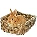 SunGrow Portable Grass Bed for Rabbits, Handmade and Washable Basket, Chew Toy, Easy to Dry, Sleeping, Chewing, Nesting Pad, Small Animal Bunny Bedding