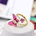 NEOGLORY Jewelry Pink Butterfly Rings with Colorful Rhinestone Birthday Christmas Gifts for Women
