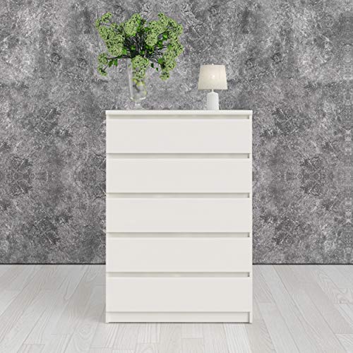 Tvilum 5 Drawer Chest, White Wood Grain Pricepulse