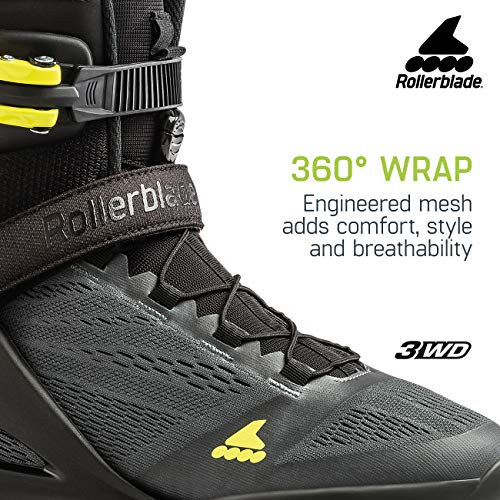 Rollerblade Macroblade 100 3Wd Men's Adult Fitness Inline Skate, Anthracite/Neon Yellow, Medium 10.5