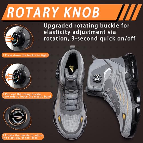 COOU Safety Boots for Men Women Lightweight Safety Shoes with Breathable Steel Toe Comfortable Non-Slip Work Boots
