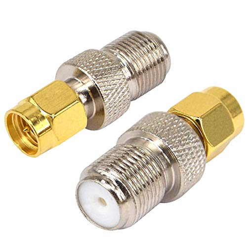 Boobrie SMA Connector to F Type RF Coax Adapter SMA Male to F Type Female Coaxial Cable Connector Straight Gold-Plated TV Antenna Dab Antenna Converter for FM/AM/DAB+ Radio Video Pack of 2