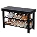 SONGMICS Entryway Wooden Shoe Bench 2-Tier Shoe Rack Organizer Black ULWB66H