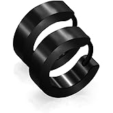 Stainless Steel Huggie Hoop Earrings For Men's Women's,Silver/Black/Blue Hypoallergenic Fashion Punk Earrings Piercing Jewelry,Simple Stylish Loop Earring,Gift for Him Her Birthday