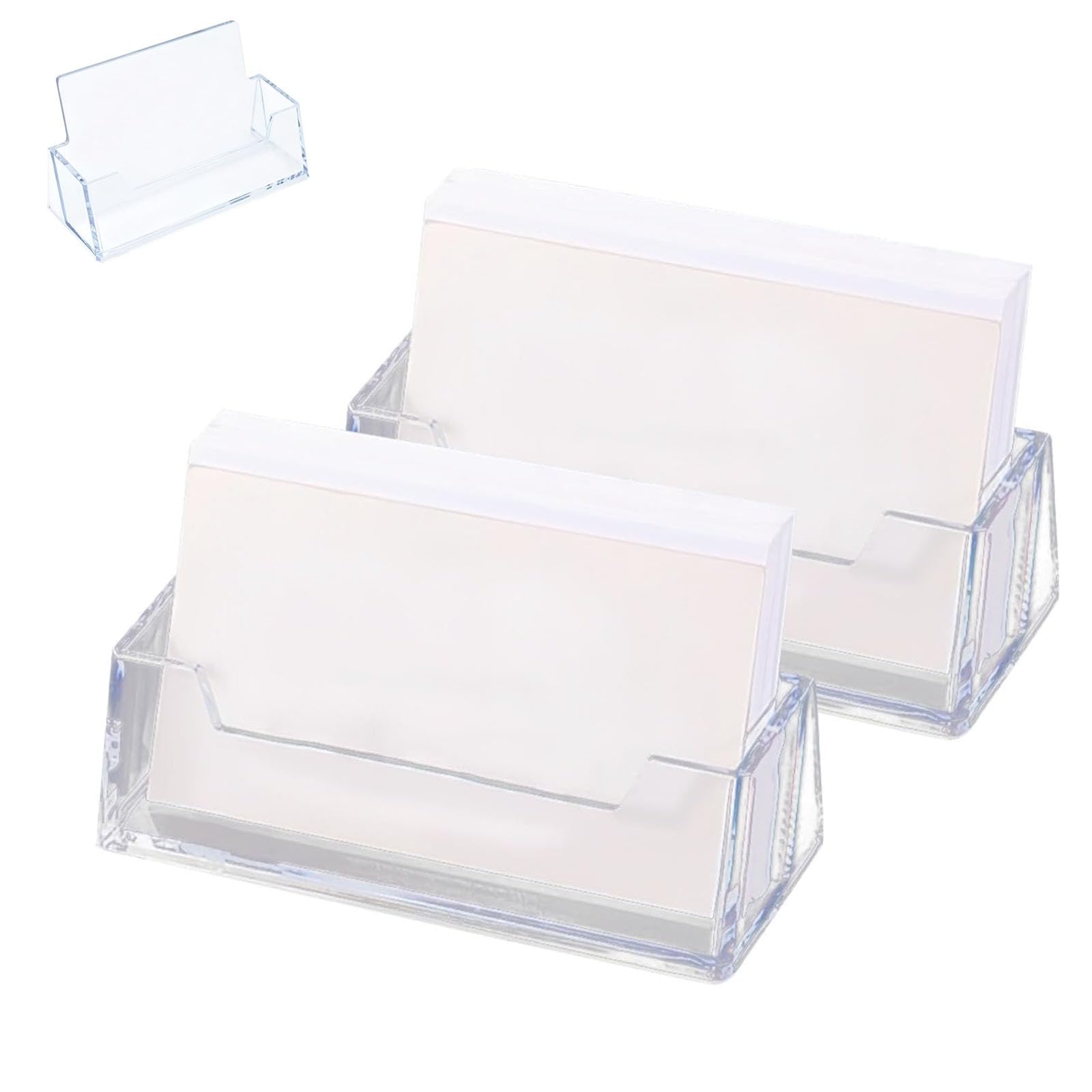 YREYBN 2 PCS Business Card Holders, ,Desktop Clear Business Card Stand,transparent acrylic card holder display, transparent office card holder for Exhibition Desk Tidy Home Office Accessories(Clear)