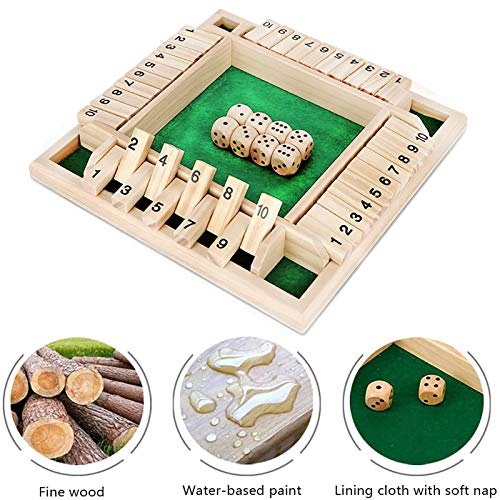 Gexmil Shut The Box, 24 Player Shut The Box Game Wooden with 8 Dice