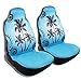 BDK Blue 2 Piece Palm Trees Integrated High Back Seat Covers for CAR SUV Van