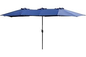 LOKATSE HOME 15 Ft Double Sided Outdoor Umbrella Rectangular Large with Crank for Patio Shade Outside Deck or Pool