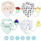 Baby Bibs Bandana Drool Bibs with Baby Teething Toys Baby Shower Gift For Girl Boy Newborn Registry 4-Pack (4-Pack, Unisex)