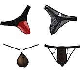 KHUFUZI Men's 4 Styles Pack Brief Boxer Anti Odor Thin Thongs Lingerie Ice Silky G-string Sexy Underwear Panties Hot Underpants for Boyfriend Husband