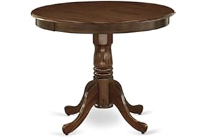 East West Furniture ANT-AWA-TP Antique Modern Kitchen Table - a Round Dining Table Top with Pedestal Base, 36x36 Inch, Walnut