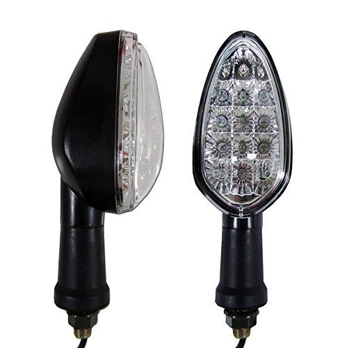 Black led large motorcycle clear turn signals indicators directio…