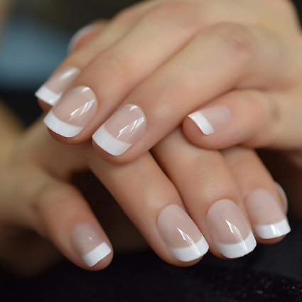 QULIN Puntas de uñas francesas blancas desnudas cortas naturales Uñas postizas falsas Prensa de gel UV: Amazon.es: Belleza
