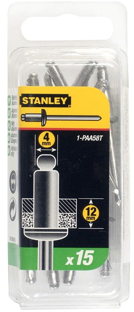 Stanley 1-PAA58T 4mm Long Aluminium Rivets (15 Pieces)